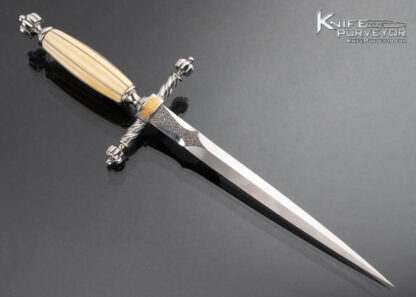 Wolfgang Loerchner Custom Knife Martin Butler Engraved with 24Kt Gold Inlays Mammoth Dagger with Fine Silver Wire Inlay - Image 3
