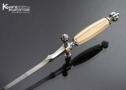 Wolfgang Loerchner Custom Knife Martin Butler Engraved with 24Kt Gold Inlays Mammoth Dagger with Fine Silver Wire Inlay - Image 4