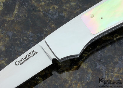 Frank Centofante Custom Knife Gold Lip Pearl Interframe Lockback Folder - Image 2