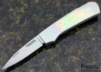Frank Centofante Custom Knife Gold Lip Pearl Interframe Lockback Folder