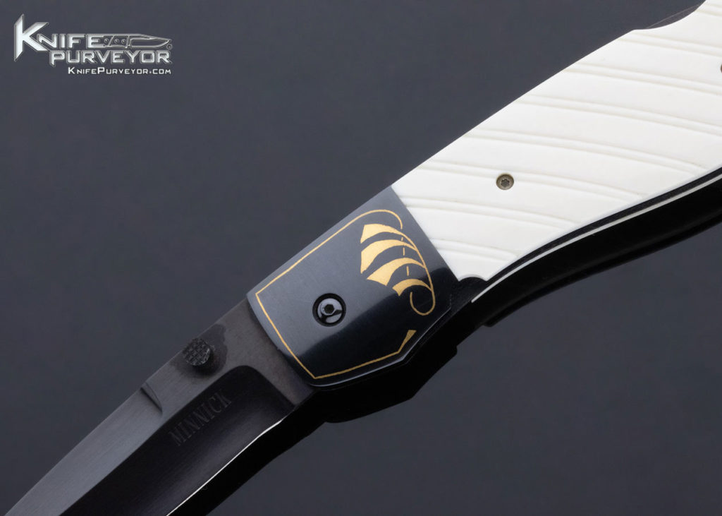 Jim Minnick Custom Knife Fluted Mammoth Lockback Engraved by Joyce