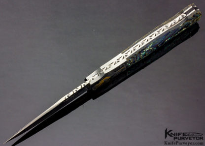 Lisa Tomlin Engraved W. D. Pease Custom Knife Green Abalone "Mermaid" Lockback - Image 5