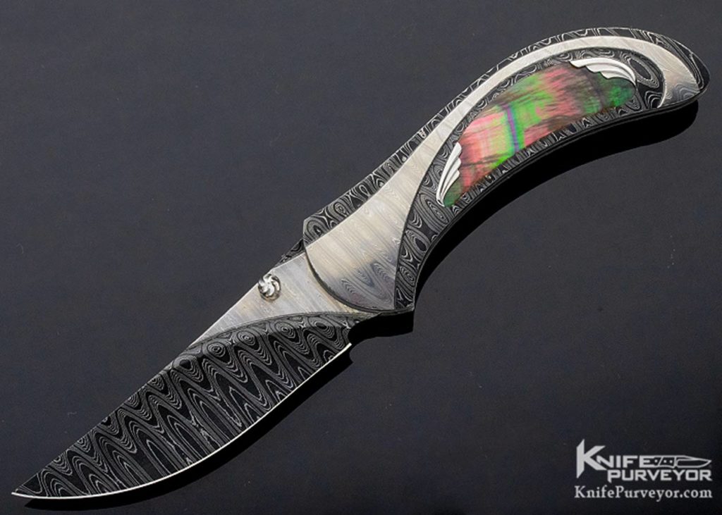 Matthew Lerch Custom Knife Black Lip Pearl & Damascus "Richfield