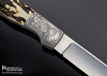 LJ Thompson Custom Knife Popcorn Stag Midlock Engraved by Chris Meyer - Image 5