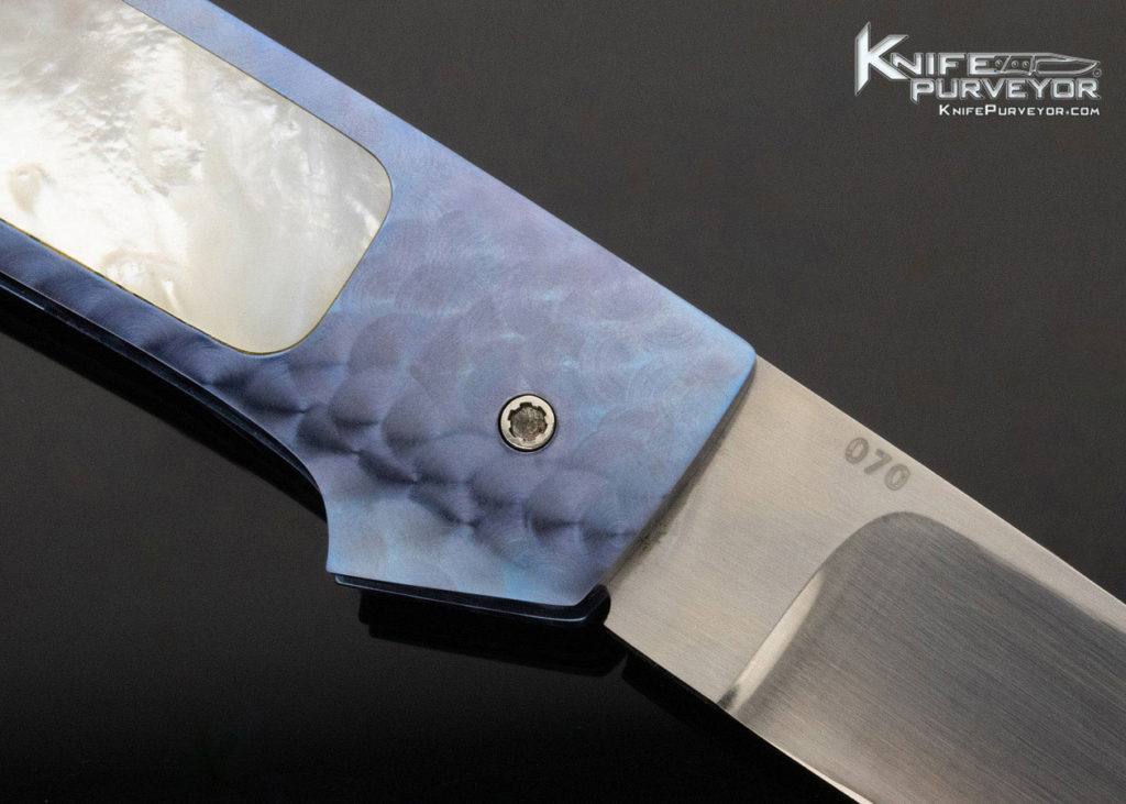 Ralph Dewey Harris Custom Knife Mother of Pearl and Titanium Button Release Automatic Knife