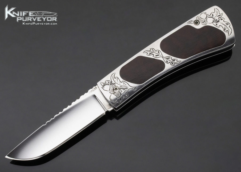 A.A. Sanders Custom Knife Desert Ironwood Interframe Engraved Scale