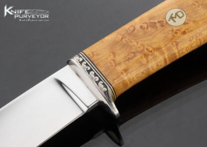 TM Dowell Custom Knife Birdseye Maple Hunter Engraved by George Sherwood - Image 2