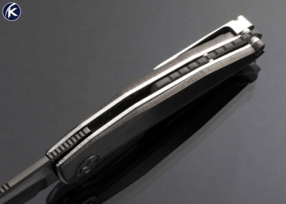 Dew Hara Custom Knife Folding Knife Linerlock Zirconium Chronos Flipper - Image 5