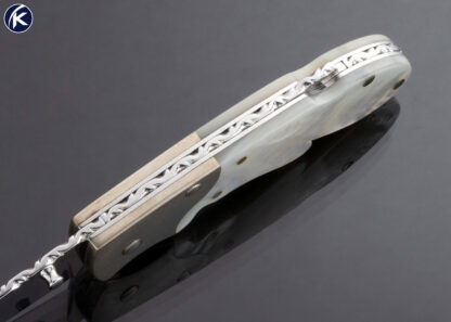 J.B. Custom Knife Nickel Silver Mother of Pearl Lockback #6 - Image 3