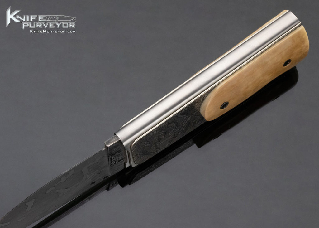 Gary Barnes Custom Knife Master Smith Damascus Engraved Mammoth Funny