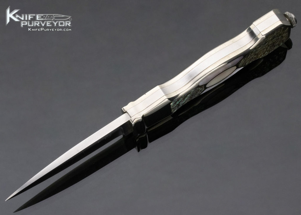 Jim Serven Custom Knife Abalone and Green Sea Snail Shell Interframe ...