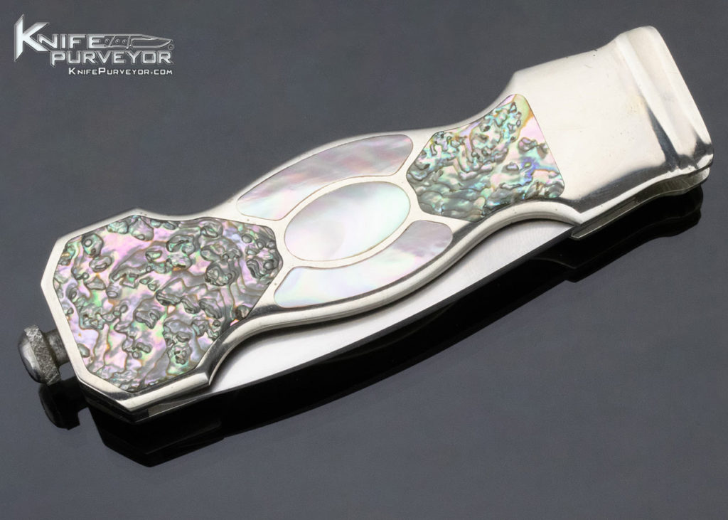 Jim Serven Custom Knife Abalone and Green Sea Snail Shell Interframe ...