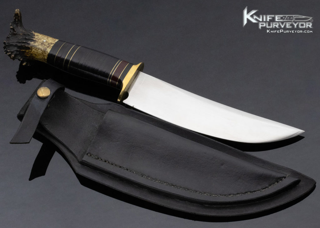 James Batson Custom Knife Crown Stag Leather Wrapped Bowie Knife Purveyor