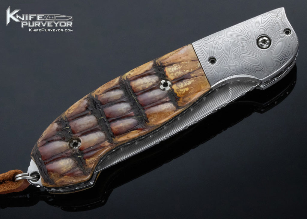 Mike Whiskers Allen Custom Knife Damascus and Armadillo Scale Release
