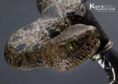 McGowan Custom Knife Hand Painted and Carved Wood Rattlesnake Kris Push Dagger (Broken Tail) - Image 9