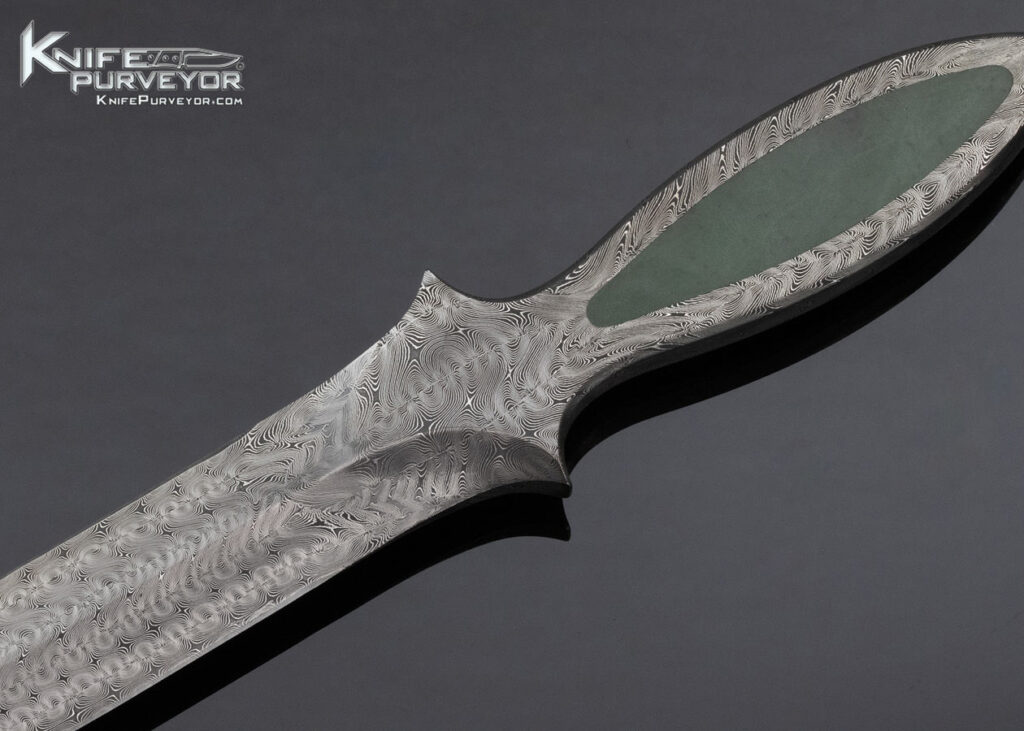 Jerry Rados Custom Knife Turkish Twist Damascus and Jade Interframe ...
