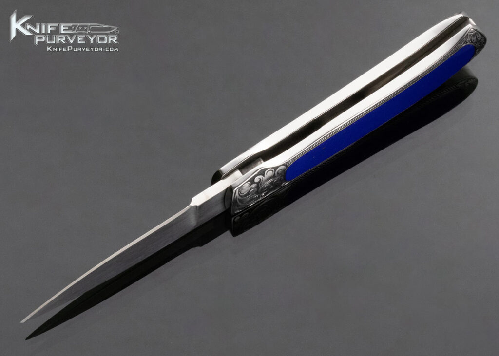 Judy Gottage Custom Knife Lapis Lazuli Interframe Engraved by Fred
