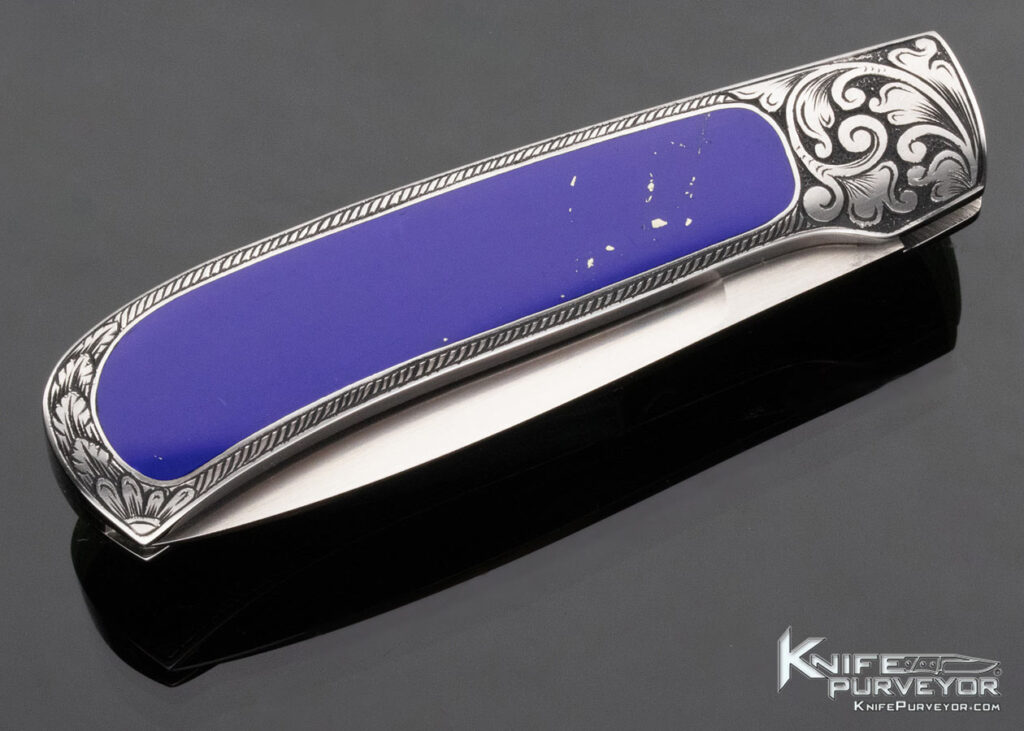 Judy Gottage Custom Knife Lapis Lazuli Interframe Engraved by Fred