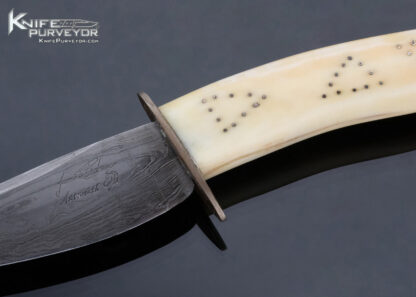 Dr. James Batson MS Custom Knife Fossilized Walrus and Damascus Hunter - Image 2