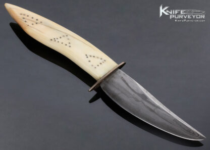 Dr. James Batson MS Custom Knife Fossilized Walrus and Damascus Hunter - Image 3