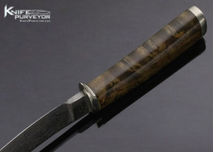 Don Hastings MS Custom Knife Damascus Burl Wood Upswept Skinner 13846