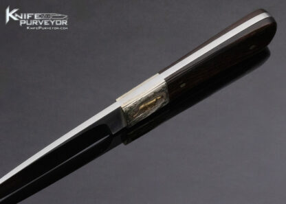 Tim Britton Custom Knife Mel Wood Engraved Gold Elk and Jaguar African Blackwood Hunter - Image 4