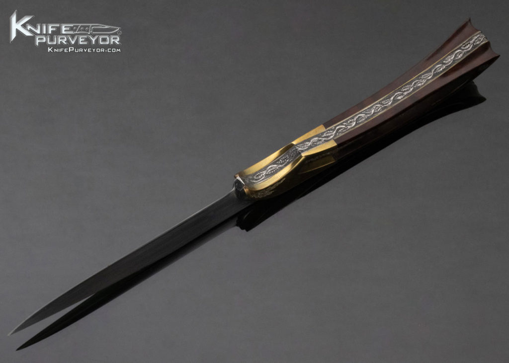 Charles Roulin Custom Knife Engraved Brass, Desert Ironwood with Carved ...