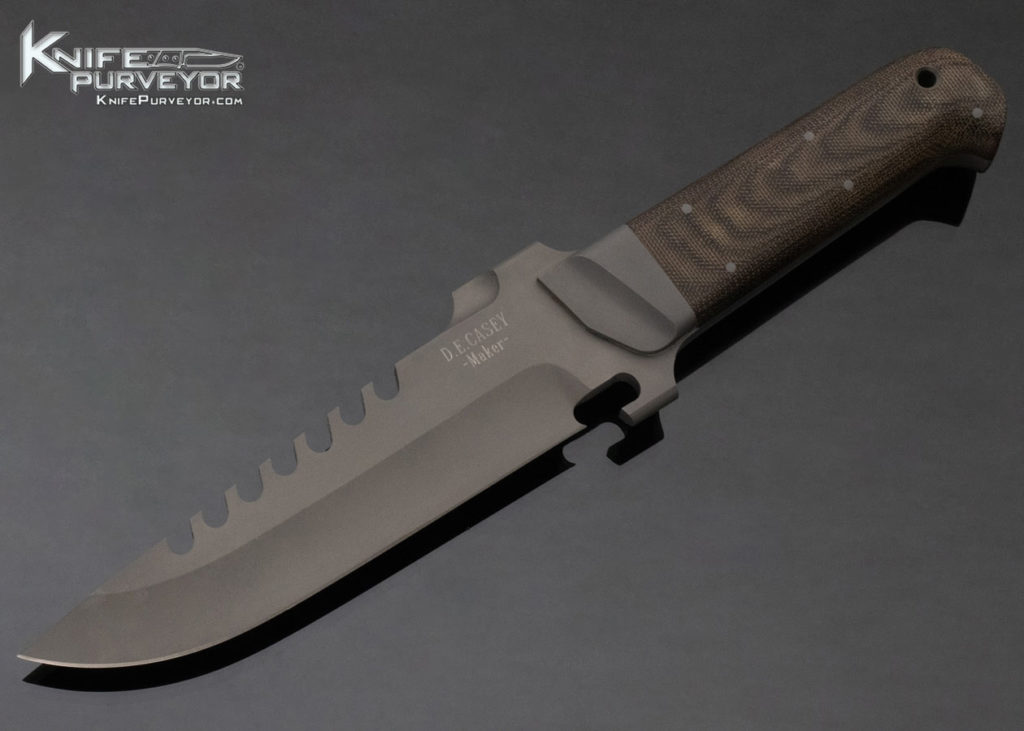 D. E. Casey Custom Knife Micarta and Bead Blasted Tactical Fixed Blade