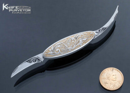 Barry Trindle Knives Custom Knife Engraved 2 Blade Slipjoint with Gold Inlays 13871