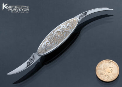 Barry Trindle Knives Custom Knife Engraved 2 Blade Slipjoint with Gold Inlays - Image 2