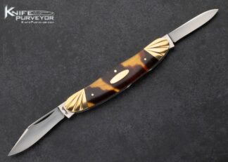 Joel Chamblin Custom Knife 14Kt Gold and Amber 2 Blade Slip Joint 15451