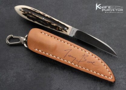 Tony-Bose-Custom-Knife-Stag-Desk-Knife-with-Signed-Leather-Sheath-