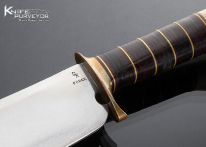 Charles Ochs Custom Knife Stacked Leather and Crown Stag Homage to William Scagel with Leather Sheath - Image 2