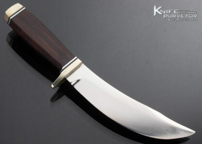 Harvey Draper Custom Knife  Rosewood and Brass Green River Skinner with Hand Tooled Leather Sheath - Image 3