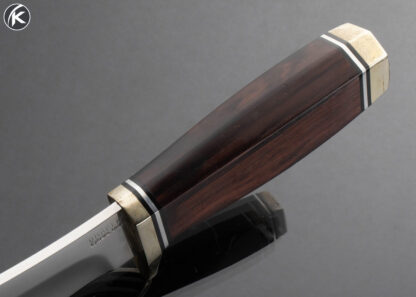 Harvey Draper Custom Knife  Rosewood and Brass Green River Skinner with Hand Tooled Leather Sheath - Image 4