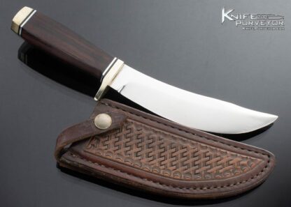 Harvey-Draper-Custom-Knife-Rosewood-and-Brass-Green-River-Skinner-with-Hand-Tooled-Leather-Sheath-15603