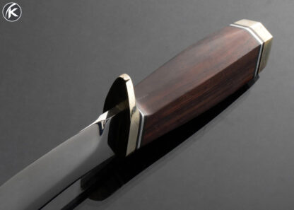 Harvey Draper Custom Knife  Rosewood and Brass Green River Skinner with Hand Tooled Leather Sheath - Image 5