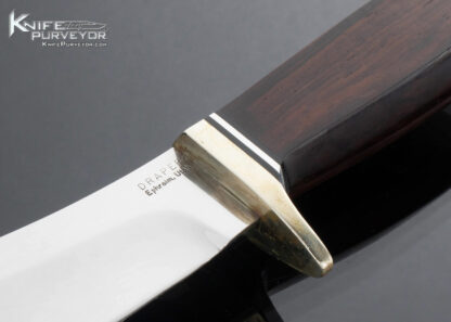 Harvey Draper Custom Knife  Rosewood and Brass Green River Skinner with Hand Tooled Leather Sheath - Image 2