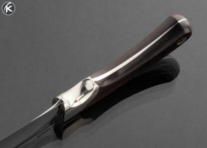 Kent Draper Custom Knife  Cocobolo and Nickel Silver Bird and Trout with Hand Tooled Leather Sheath - Image 5