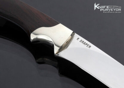 Kent Draper Custom Knife  Cocobolo and Nickel Silver Bird and Trout with Hand Tooled Leather Sheath - Image 3