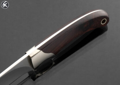 Kent Draper Custom Knife  Cocobolo and Nickel Silver Bird and Trout with Hand Tooled Leather Sheath - Image 4