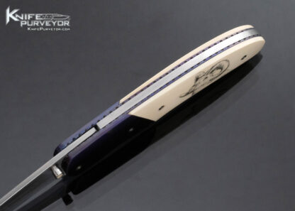 Buddy Gaines Custom Knife  GN2: Mammoth Gaines Engraved; Blue Anodized Titanium Bolsters/Liners - Image 6