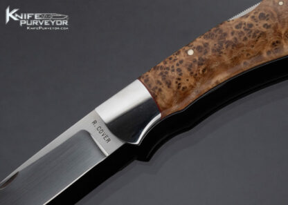 Ray Cover Custom Knife Drop Pt w Stainless Bolsters Burl Scales w Red Spacers - Image 2