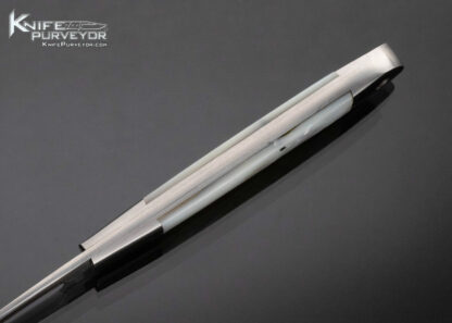 Russell Easler Custom Knife Drop Point Stainless Dovetail Bolsters Mother of Pearl Slip Joint w Half Stop - Image 6