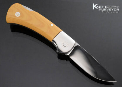 Ted Dowell Custom Knife Drop Point Stainless Bolster Yellow Micarta Scales - Image 3