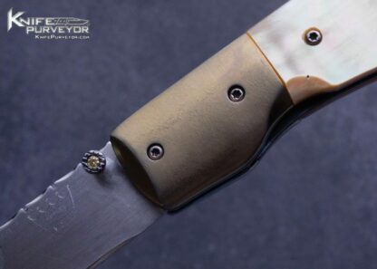 Bill King Custom Knife Anodized Titanium and South Sea Gold Lip Pearl Linerlock 15956