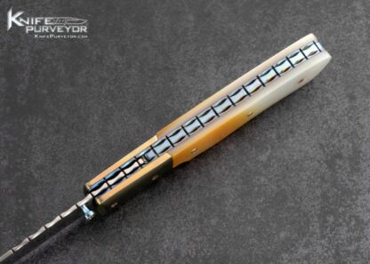 Bill King Custom Knife Anodized Titanium and South Sea Gold Lip Pearl Linerlock - Image 6