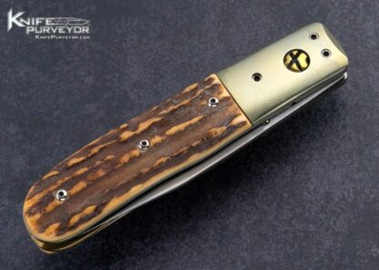 Bill King Custom Knife Anodized Titanium and Stag Linerlock - Image 4
