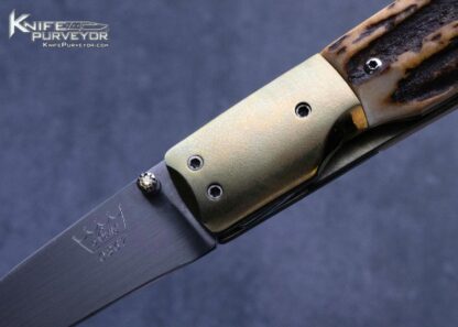 Bill King Custom Knife Anodized Titanium and Stag Linerlock - Image 2