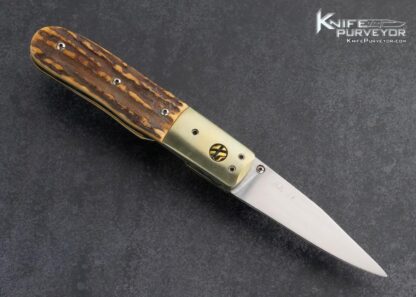 Bill King Custom Knife Anodized Titanium and Stag Linerlock - Image 3